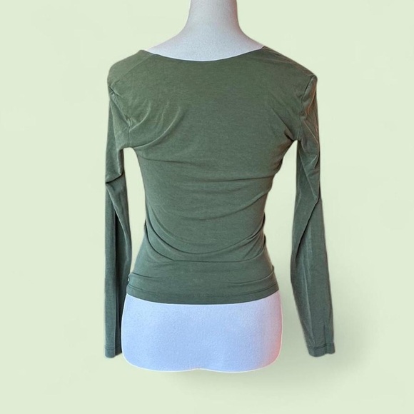 American Apparel green deep V-neck long sleeve top - Picture 2 of 5